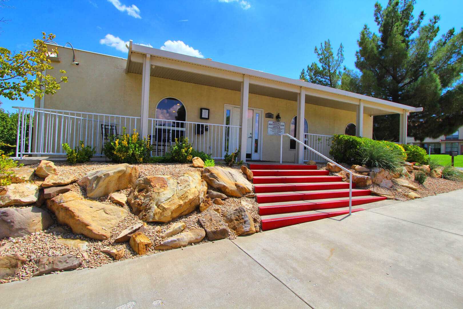 A welcoming resort entrance at VRI's Villas at South Gate in St George, Utah.